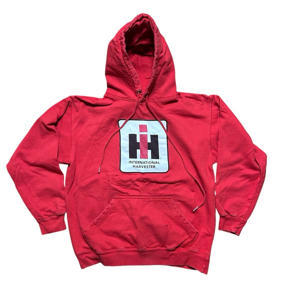International Harvester Hoodie Mens M‎ Red Pullover Farming Trucking